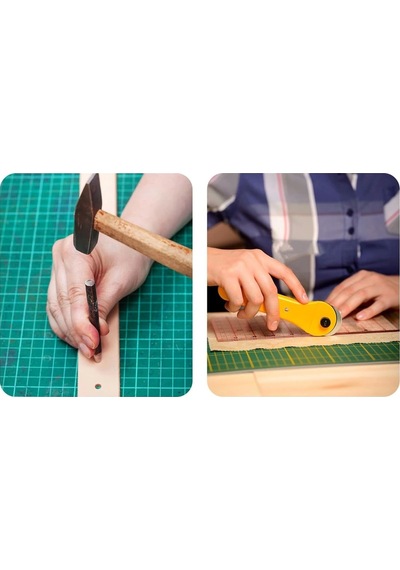 Çift Taraflı Kesim Altlığı A4 Kesim Matı Kretuar Bıçağı 5 Yedek Çelik Cetvel 30 Cm A4 Kesim Seti Çok Renkli