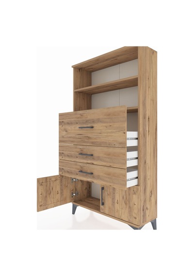 Arges Dolap 2 Raflı 3 Çekmeceli 2 Kapaklı 88x30x163 Çam-çam Çam