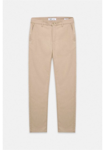 Süvari Bej Slim Düz Armürlü Normal Bel Klasik Pantolon Pn1014400473-bj3