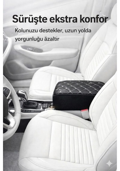 Sünger Kolçak Ve Boyun Yastığı Seti Beyaz Dikişli Siyah Universal Oto Aksesuar