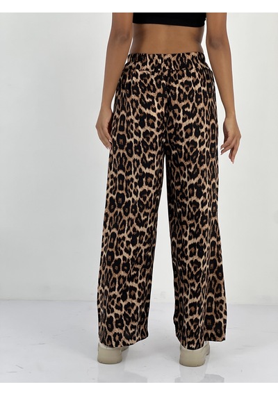 Miss Poem Kadın Leopar Desenli Bej Bol Pantolon Leopar
