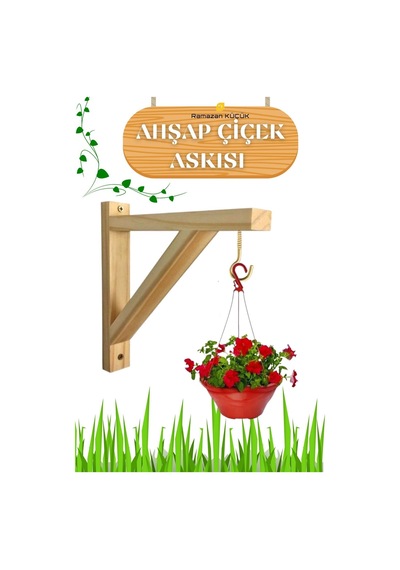 Ahşap Sarkıt Çiçekler Için Kancalı Duvar Askılığı Balkon Askısı Ahşap Çiçeklik Turuncu Turuncu