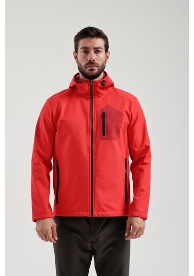 Exuma 2111161 Erkek Kırmızı Yağmur Rüzgar Geçirmez Softshell Özellikli Mont 001