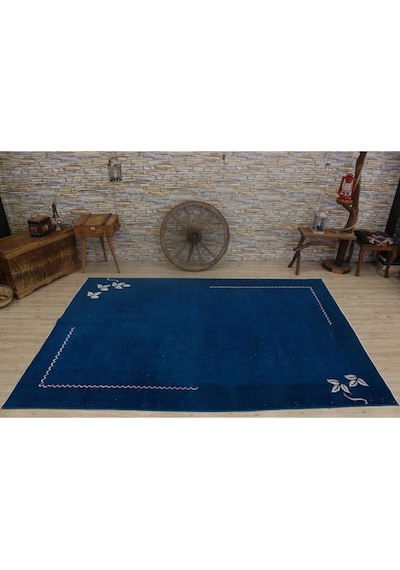 Turkuaz Modern Vintage Eskitme Halı 194x284