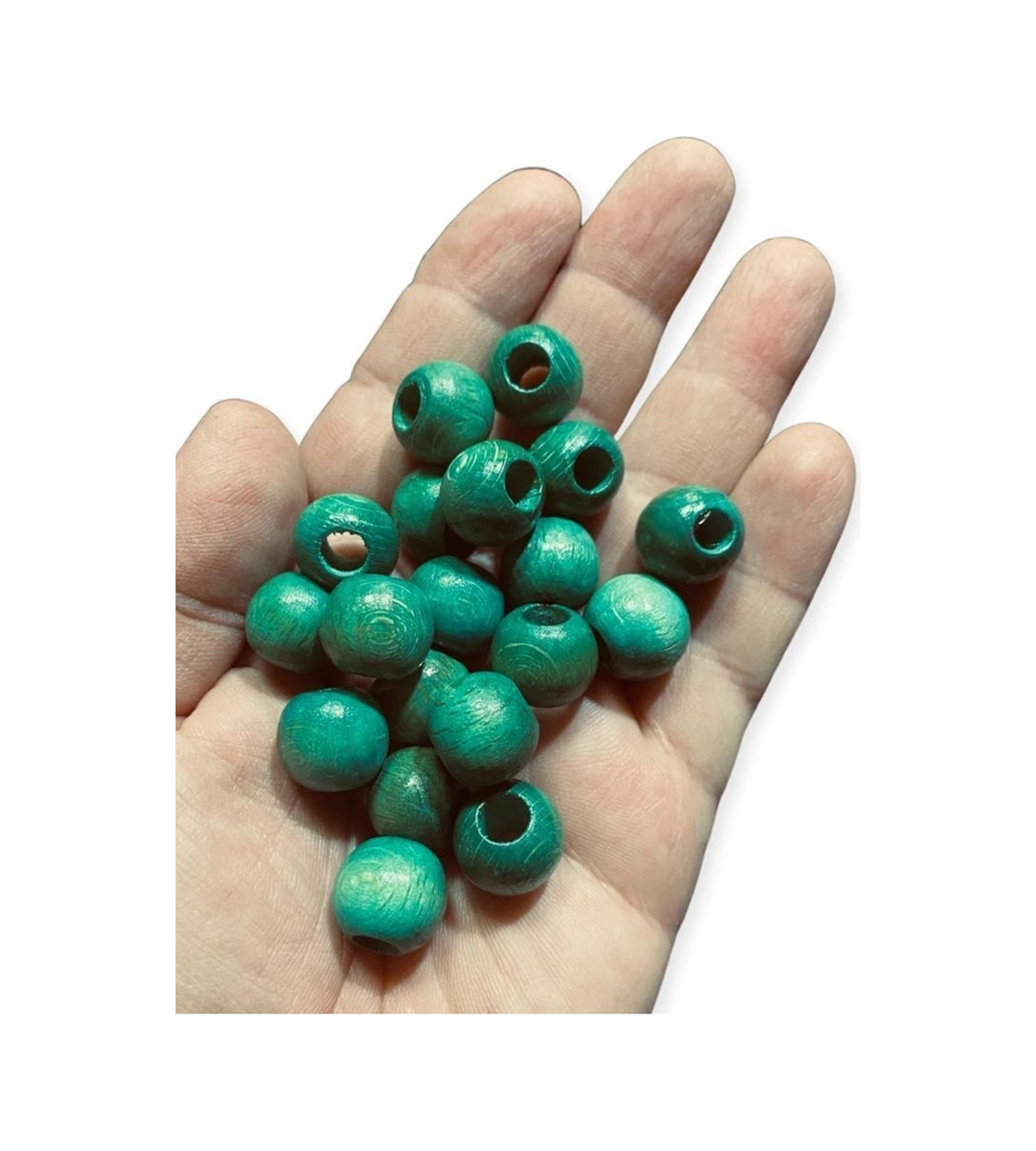 14 Mm Turkuaz Ahşap Boncuk - 50 Adet -