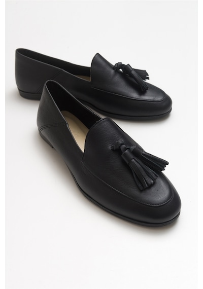 Luvishoes F04 Siyah Cilt Hakiki Deri Ayakkabı Siyah