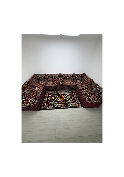 Bordo Anadolu Modeli Şark Köşesi - 40 Cm Kalın Süngerli Teras Ve Balkon Sedir Takımı
