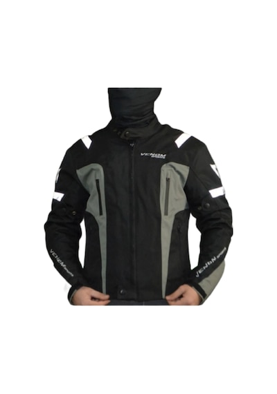 Venom Air Racing Siyah-Gri Motosiklet Ceketi