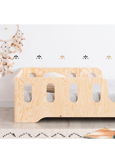 Markaawm Montessori Yatak Korumalıklı Ahşap Karyola Çocuk Ve Bebek Odası Akçaağaç