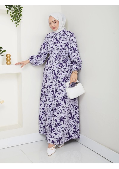 Nevayla Moda Yeni Sezon Mor Elbise / E0132 Mor