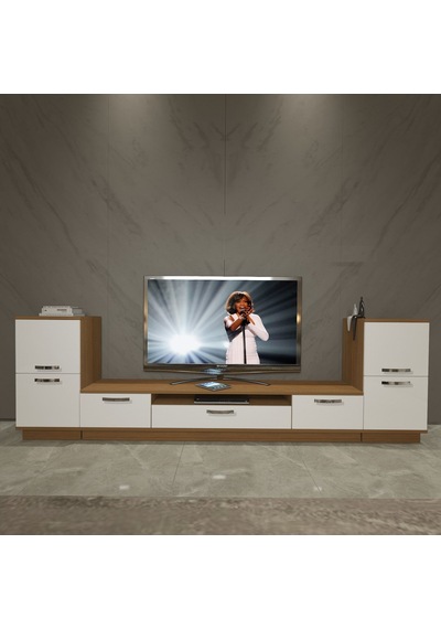 Decoraktiv Trendstyle On2 Mdf Tv Ünitesi Tv Sehpası - Ceviz Beyaz Ahşap - Beyaz