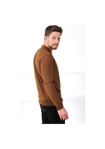 Ferraro Taba Polo Yaka Superfine Erkek Triko Kazak Taba