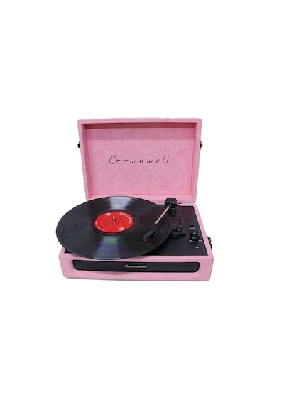 Casablanca Serisi Retro Çanta Pikap Koyu Pembe Süet Kaplama, Dahili Hoparlörlü, 3 Hızlı 33/45/78 Rpm , Bluetooth Bağlantılı, Taşınabilir Vintage Plak Çalar 1 Adet