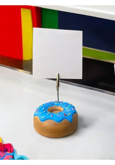 Mavi Jöleli Desenli Donut Model Temalı Fotoğraf Not Tutacak Ofis Masası Not Tutacağı Hediyelik Mavi