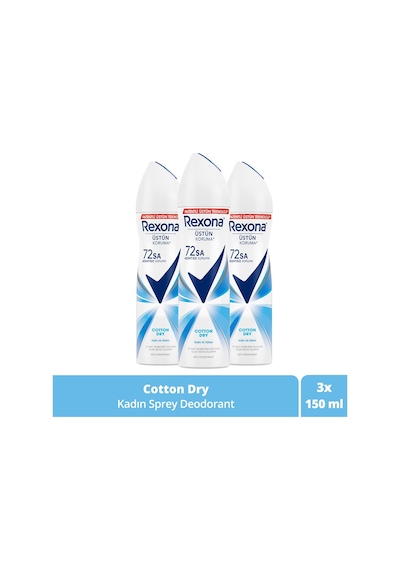 Rexona Cotton Dry 72 Saat Kadın Sprey Deodorant 3 x 150 ML