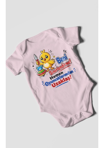 Morivokids Beni Sinirlendirme Mesajlı Kısa Kollu Bebek Body %100 Pamuk Bebe Pembe
