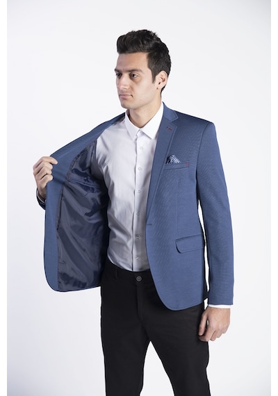 Sposo 5108 Dar Kalıp Yarım Astarlı Mavi Erkek Blazer Ceket Mavi