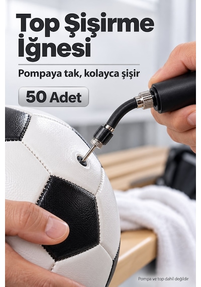 Top Şişirme İğnesi Metal Pompa Ucu Gümüş 50 Adet