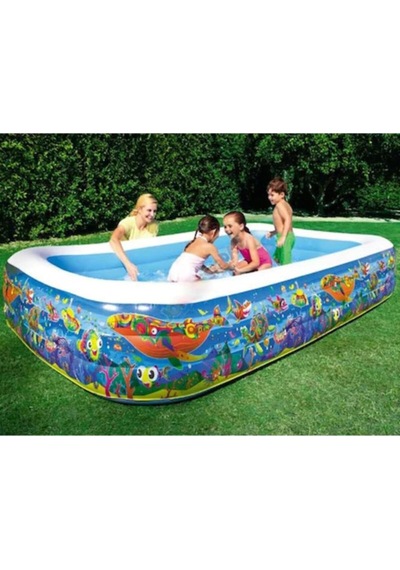 Tr 305x183x56 Cm Jumbo Boy Okyanus Desenli Şişme Havuz, Mavi Diğer