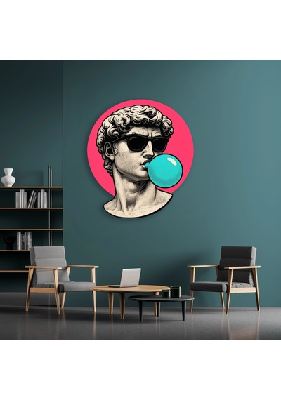 Güneş Gözlüklü David Sakız Pop Art - Metal Tablo - Dec0144 45 X 50 Cm Çok Renkli