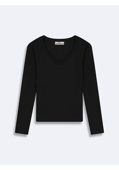 Ltb V Yaka Fitilli Siyah Sweatshırt 011258103960868 200 Siyah