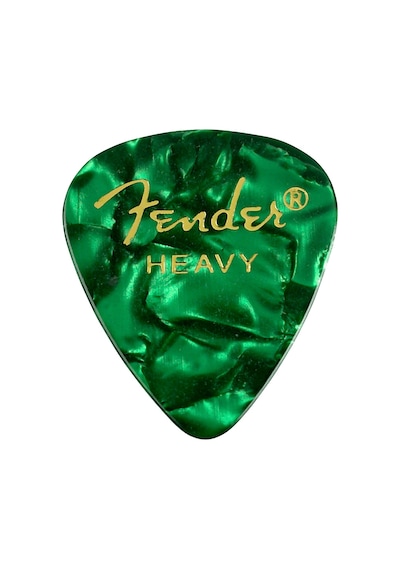 Fender 1980351971 Premium Celluloid 351 Shape Heavy Gitar Penası Green Moto Yeşil İnci Desen Sert Yapı İle Net Ve Parlak Ton 12'li