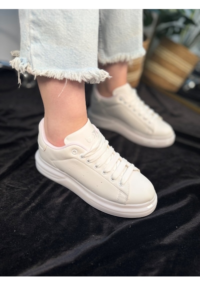 Günlük Unisex Spor Ayakkabı Vegan Deri Bağcıklı Hafif Kalın Yüksek Taban Yürüyüş Sneaker 628 Beyaz Günlük Unisex Spor Ayakkabı Vegan Deri Bağcıklı Hafif Kalın Yüksek Taban Yürüyüş Sneaker 628 Beyaz