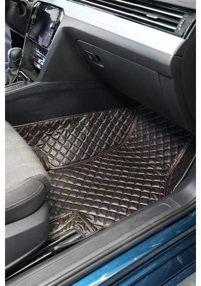 Honda Cıvıc Fd6 2007-2011 Siyah Üzeri Bakır Dikiş 8d Diamond Premium Tam Kaplama Deri Oto Paspas