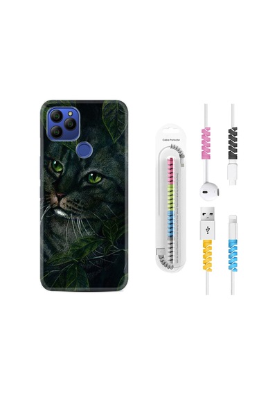 General Mobile Gm21 Kılıf Kablo Koruyuculu Flowers Cat 1345