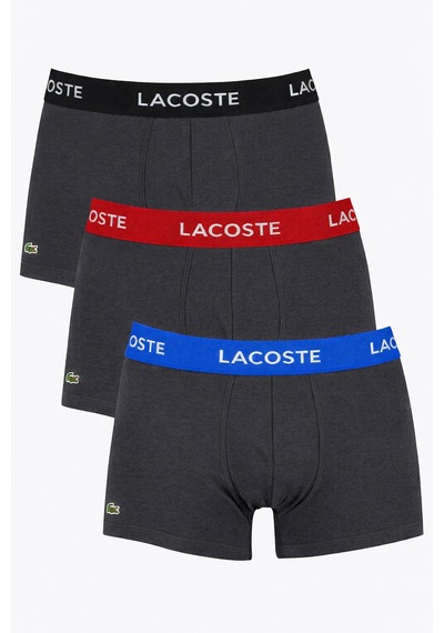 Lacoste Motion Microfiber Erkek 3lü Logolu Boxer Antrasit