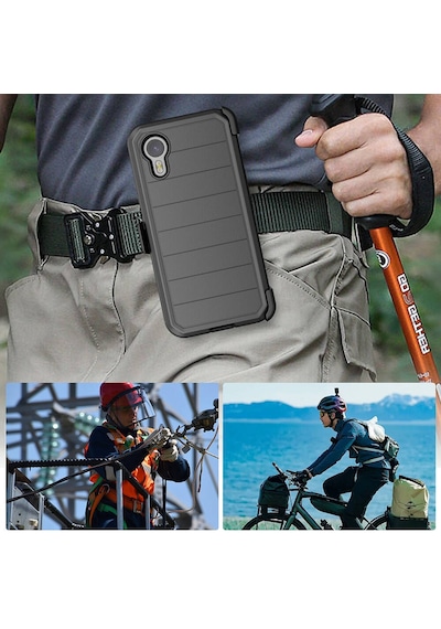 Zore Galaxy Uyumlu Xcover7 Pro Kılıf Double Clip Kapak - Siyah Siyah