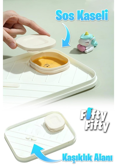 Vagonlife Lunch Box 820 Ml Tek Kat Üç Bölmeli Sos Kaseli Yeni Nesil Sefer Tası-fflbox10283 Pembe