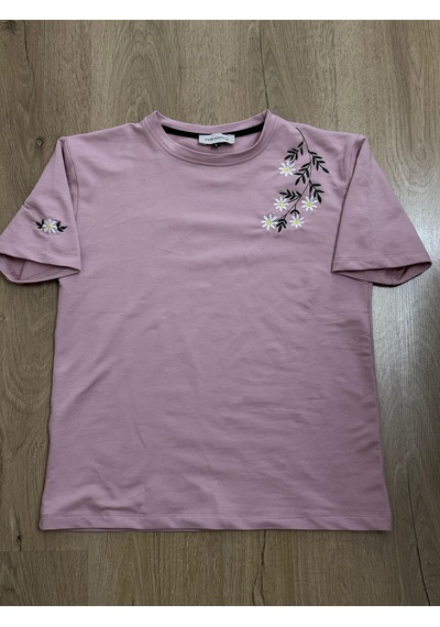 Yubistitch Tshirt Nakış İşlemeli Çiçek 6-Gülkurusu
