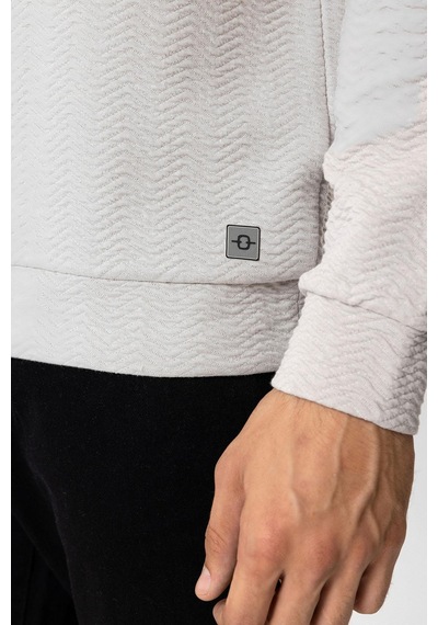 Backandbond Açık Gri Regular Fit Pamuklu Desenli Bisiklet Yaka Sweatshirt