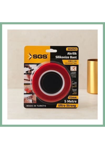 Bşkvirgo Akrilik Silikonize Çift Taraflı Bant Vhb 15mm X 5yd Bsk2026 Diğer