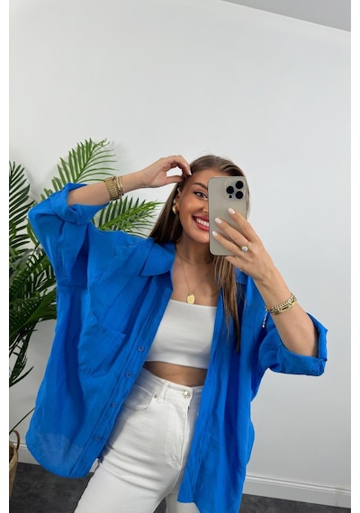 Çınar Boutique Salaş Gömlek Mavi Mavi