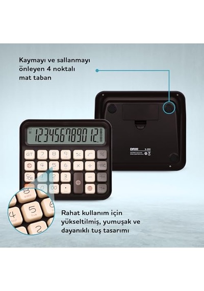 X-250 12 Haneli Hesap Makinesi Siyah Genel