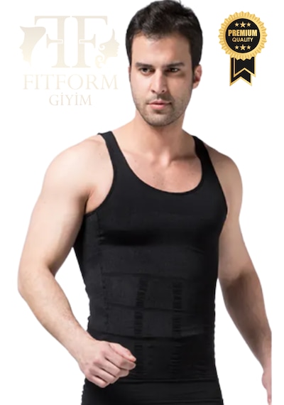 Fitform Giyim Fitform Erkek Atlet Korse Ultra Göğüs Toplayıcı Jinekomasti Göbek Toparlayıcı Dik Duruş Korse Siyah
