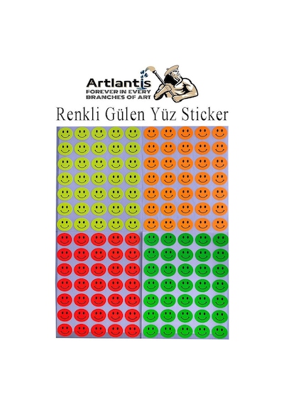Gülen Yüz Sticker 140 Lı 1 Paket 19 Mm Fosforlu Turuncu Sarı Pembe Yeşil Gülen Yüz Etiket Çıkartma Okul Etkinlik