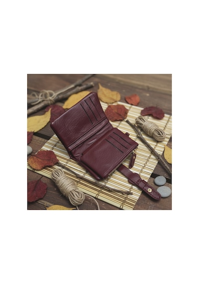 Passtell Kadın İthal Deri Tulum Soft Yumuşak Model Cüzdan Bordo Bordo