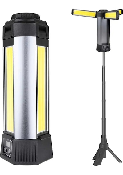 Powermaster Pm-24566 35 Watt Usb - Type-c Girişli P50 Ve Cob Ledli 3 Kanatlı Kollu Çalışma Lambası Siyah
