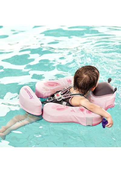 Mambobaby Yüzme Simidi - Pembe Kelebek, Emniyetli, Gölgelikli Ve Ayak Destekli