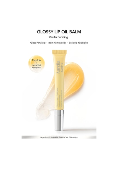 Aurelia Geneve Glossy Lip Oil Nemlendirici Etkili Renkli Lip Balm Vanilla Pudding Bej 12 ML