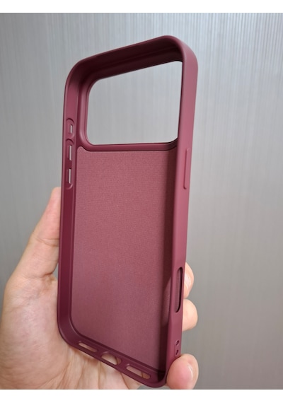 Apple Uyumlu iPhone 17 Pro Max Logolu İçi Kadife Silikon Lansman Kılıf Bordo