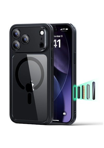Esr Apple Uyumlu iPhone 17 Pro Max Classic Hybrid Magsafe Kılıf - Kamera Kontrol Buton - Şeffaf Siyah Şeffaf Siyah