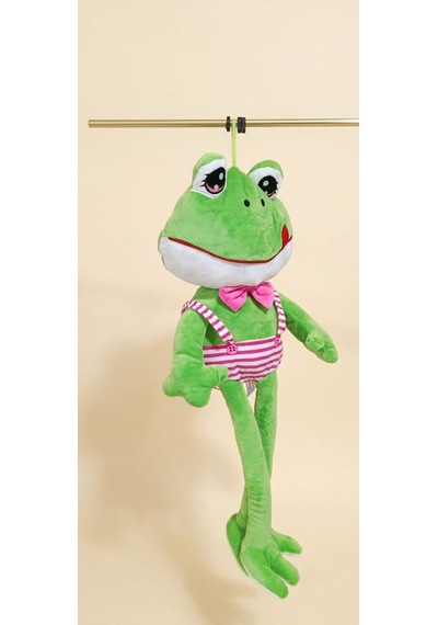 Peluş Uzun Bacaklı Kurbağa-60 Cm Pembe - Yeşil