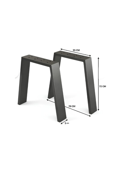 Metal Masa Ayağı 2 Adet Ayak 72 Cm Mobilya Ayağı Siyah Siyah