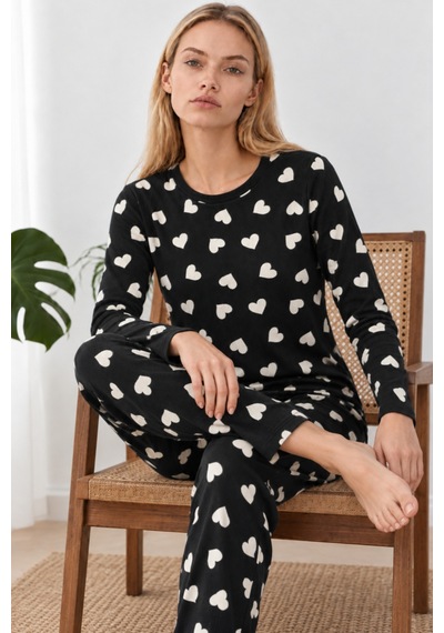 Kadın Desenli İkili Çok Renkli Rahat Pijama Takımı 4826