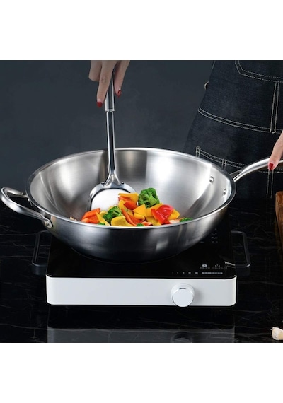 Gaz İndüksiyonlu Ocak İçin 34cm Paslanmaz Çelik Wok Kaplanmamış Diğer