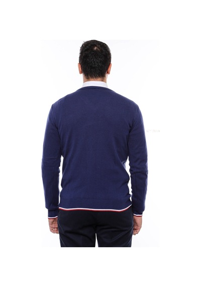 Wessi V Yaka Slim Fit Triko - Lacivert